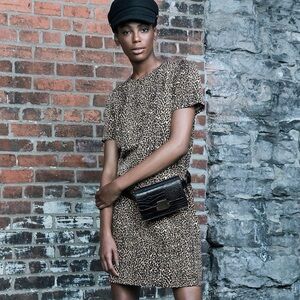 Le Chateau Medium leopard print, crepe tunic dress